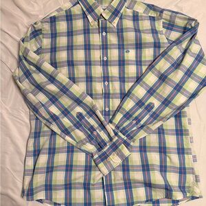 Southern Tide Men’s Plaid Button-Down Shirt in Blue & Green